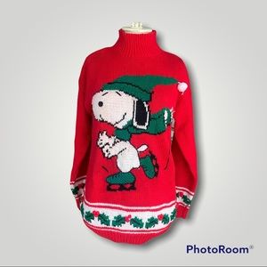 Vintage Snoopy Christmas sweater. By Marisa Christina classics. Knitted by hand
